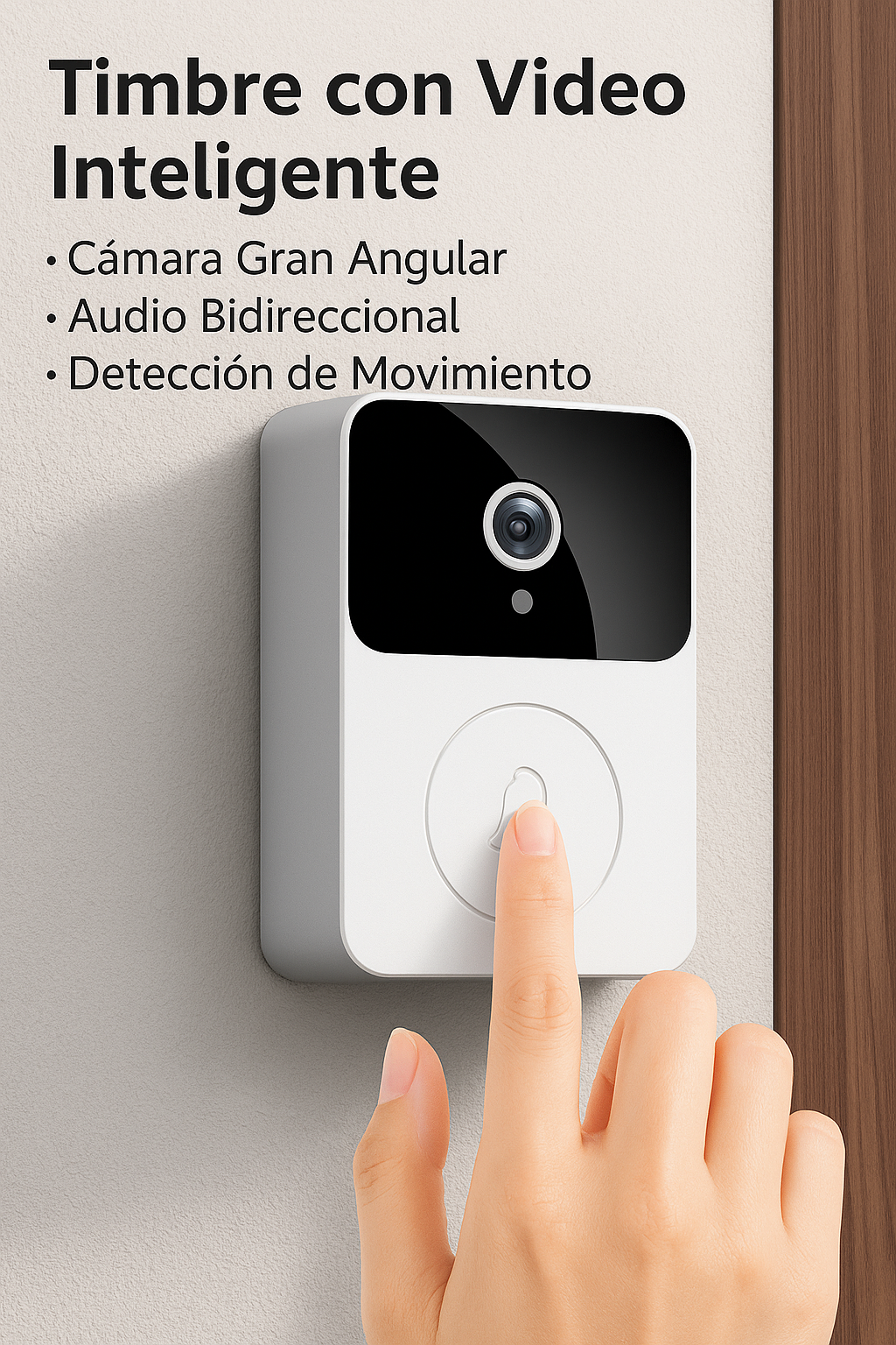TIMBRE CON CAMARA DE VIDEO INALAMBRICA PARA PUERTA X9 NEGRO/BLANCA.